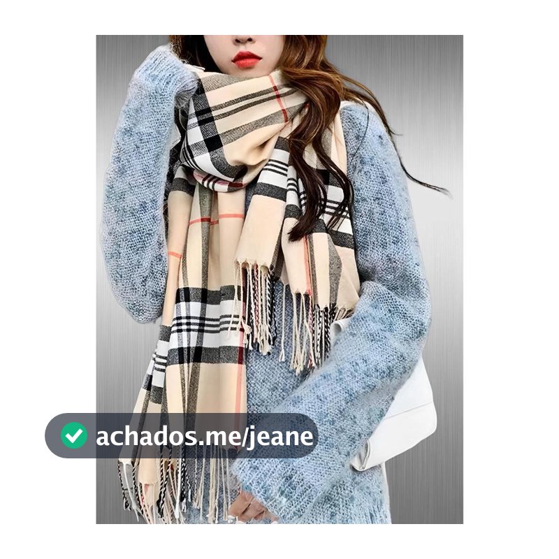 Lenço Cachecol Longo Feminino Xadrez Pashimina Sintética Melhores Presentes Inverno