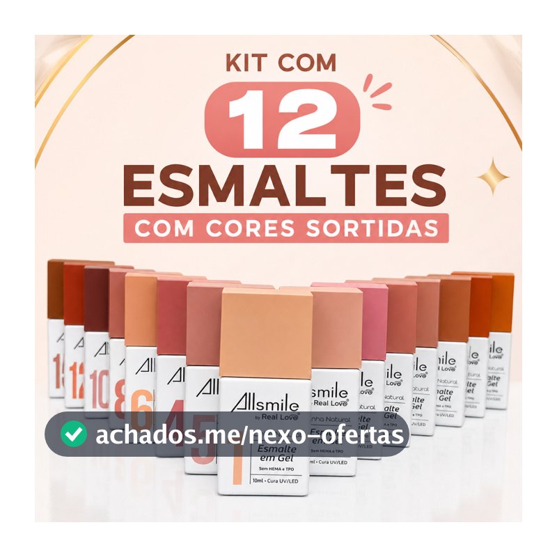Kit 12 Esmaltes em Gel allsmile Real Love Cores Sortidas 10ml