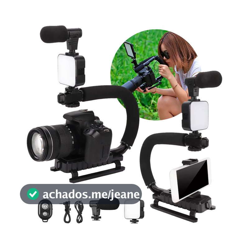 Kit Produção Vídeo Estabilizador Celular Câmera Luz Controle