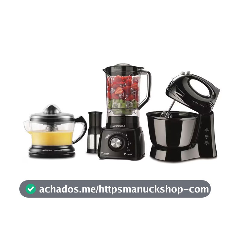 Conjunto Especial KT-105-B Espremedor Premium, Batedeira Prática, Liquidificador Turbo Power Mondial