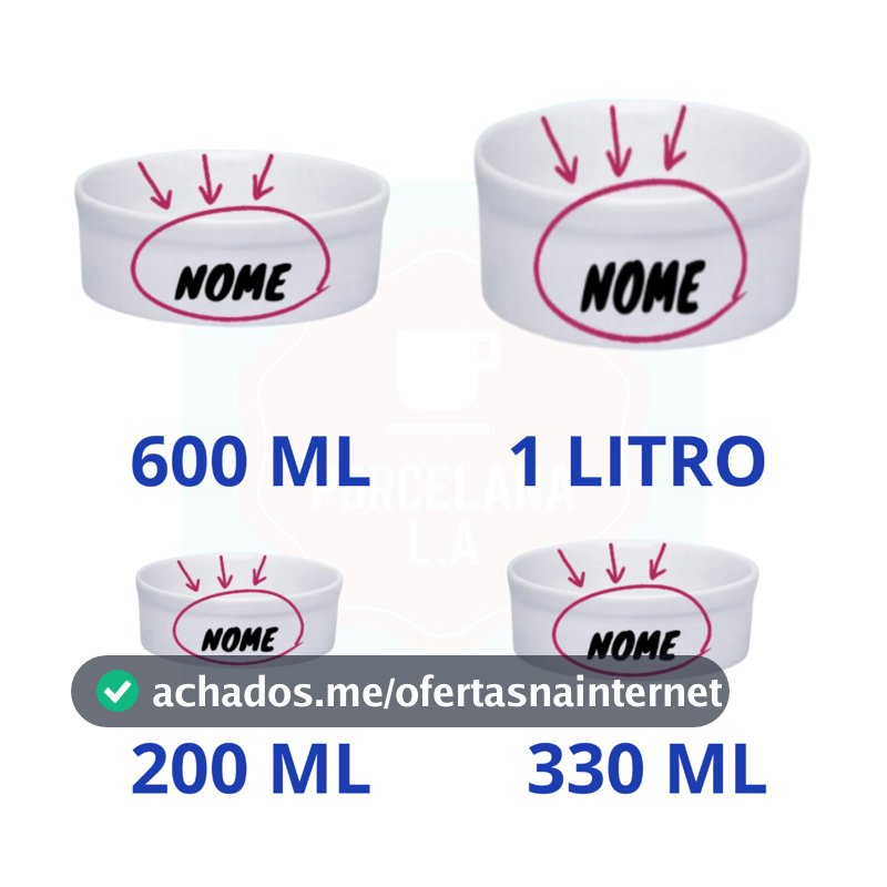 Pote Comedouro Bebedouro personalizado 200 ML 330 ML 600 ML e 1 LITRO