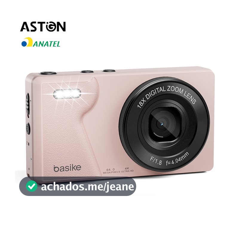 Astgn X Basike Câmera Digital 64MP,4K,Display ColoridoCamera Frontal e Traseira,Compacta e Portátil