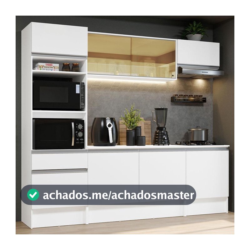 Cozinha Completa Madesa Diamante com Armário, Balcão e Tampo - Branco