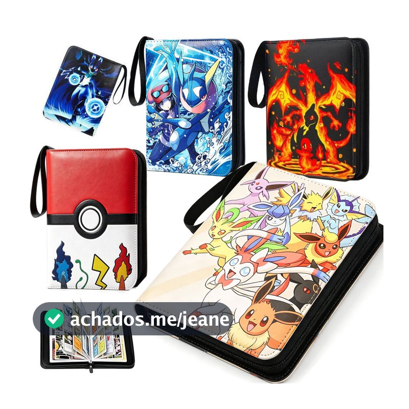 Álbum Porta Cartas Pokémon 400 Espaços Couro PU Impermeável Com Zíper Alça Organizador De Cards TCG