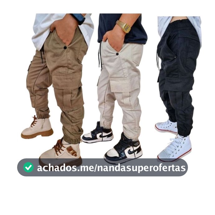 Calça Cargo Infantil juvenil menino Masculina Jogger com Bolsos Confortável Estilosa