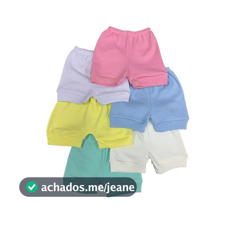 Kit 4 Shorts Tapa Fralda Para Bebês Suedine Liso 100% Algodão Barato