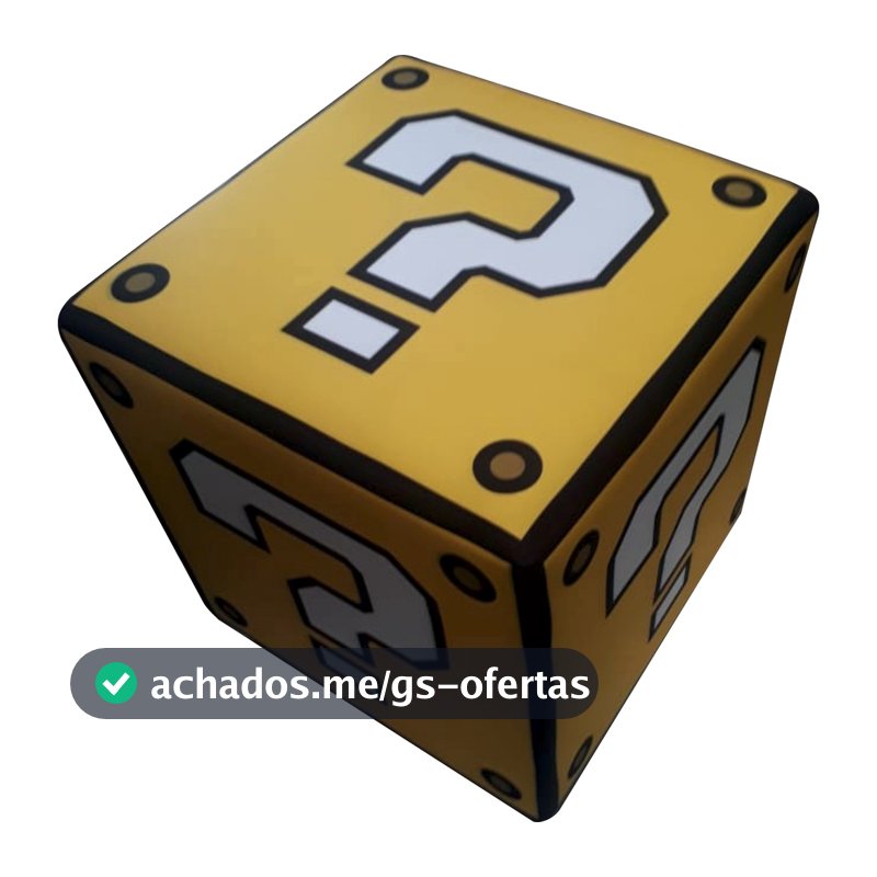 Pufe Lucky Block  Super Mário Bross Decoração Gamer Geek
