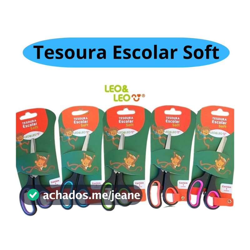 Tesoura Escolar Soft Sem Ponta Inox Emborrachada Jocar Office