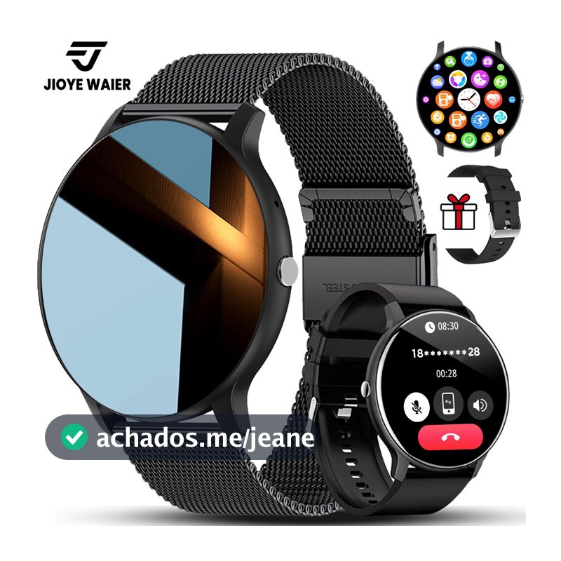 JIOYE Smartwatch Relogio Chamada Bluetooth à Prova d'Água Fitness Esporte Relógio Smartwatch Redondo