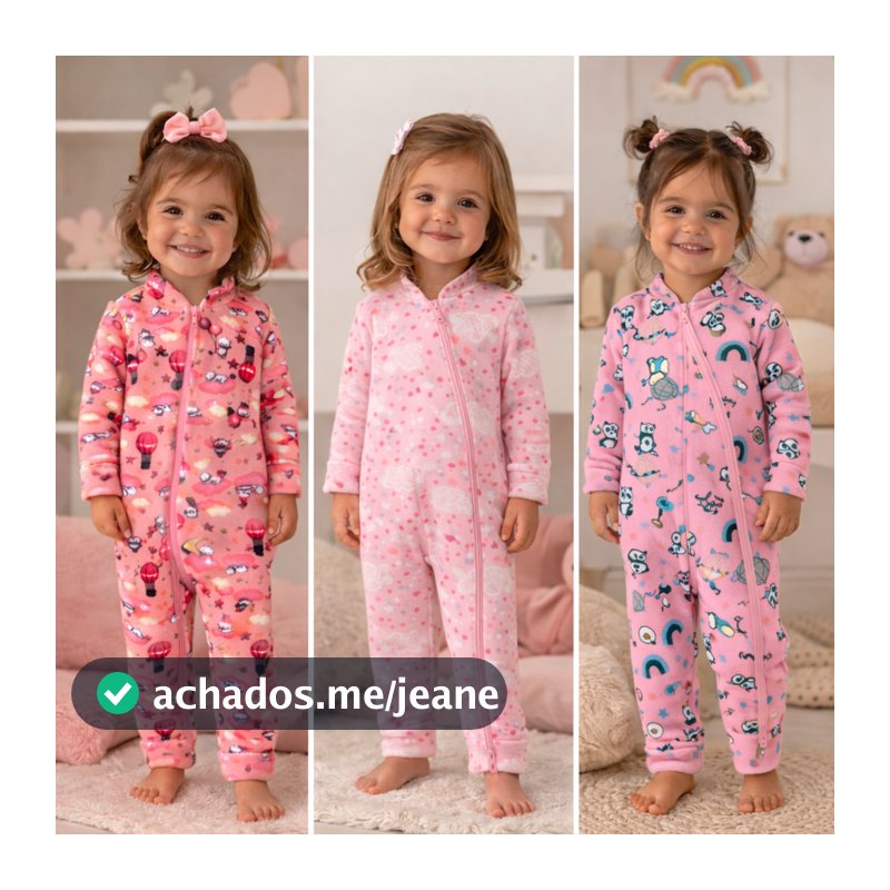 Kit 3 Macacão Com Zíper Menina |  RN ao 3 Anos | Estampas Sortidas Roupa de Inverno Infantil