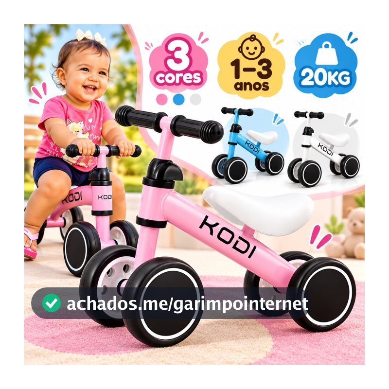 Carrinho de Equilíbrio Infantil  4 Rodas Sem Pedal | Brinquedo para Aprender Andar | Assento Confortável