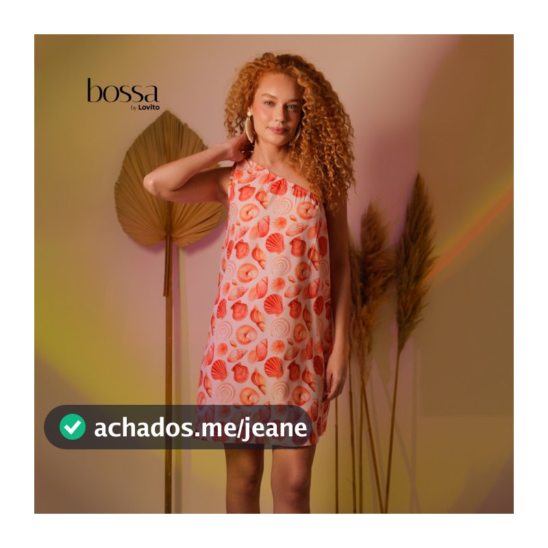 Lovito Bossa Vestido Curto Feminino Estampa Conchas Um Ombro Só DRB15421572