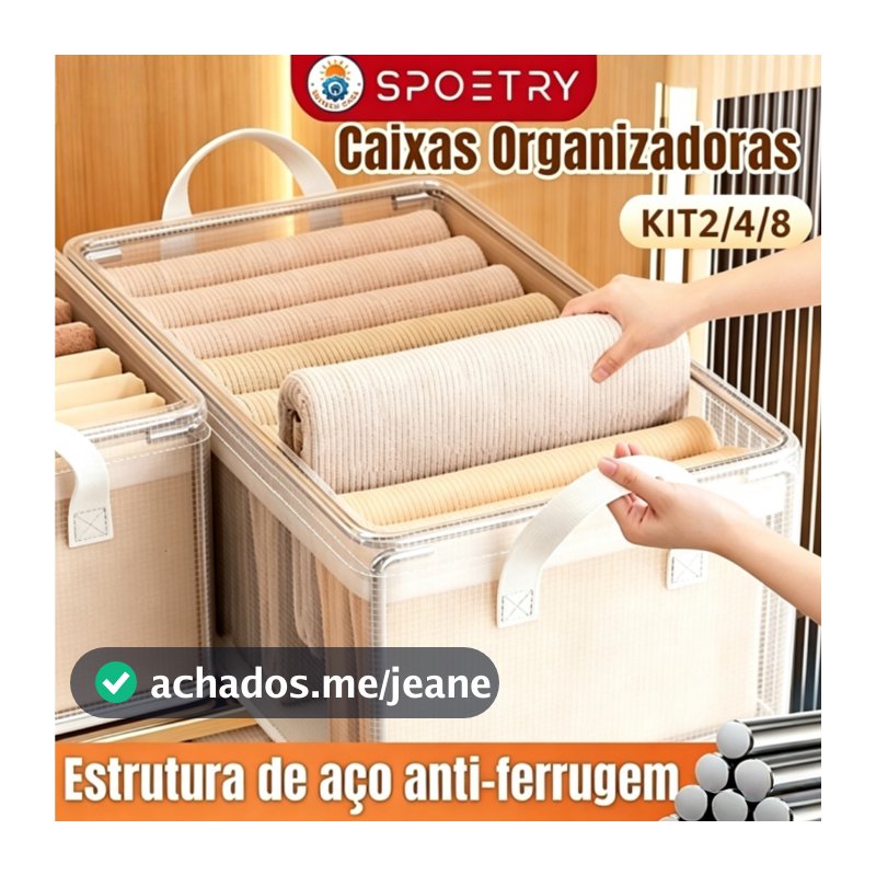 Kit 4/6/8 Organizador de Gaveta Dobrável - Caixa Multiuso em PVC Resistente e Ecológico para Roupas e Acessórios