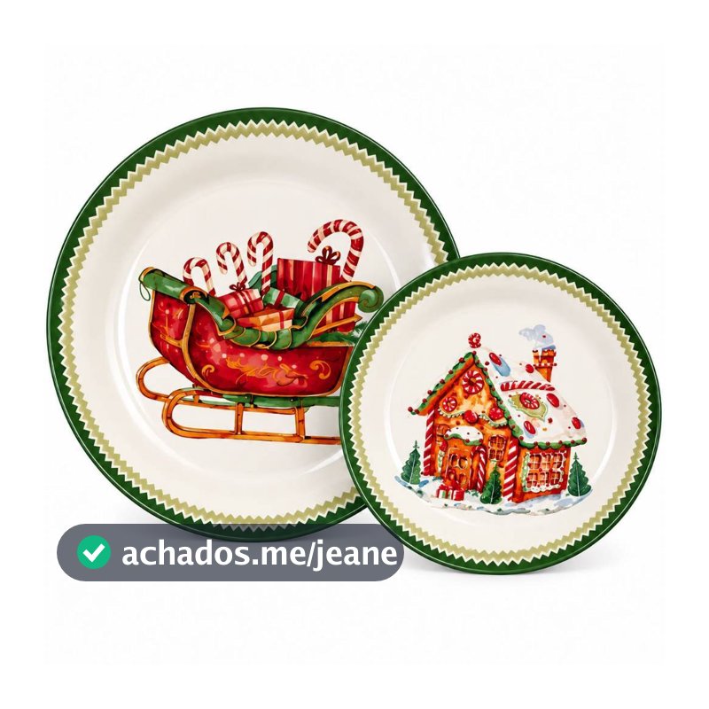 Kit Prato Natal Em Ceramica Premium Ceia De Natal Decoraçao Natalina Mesa Posta