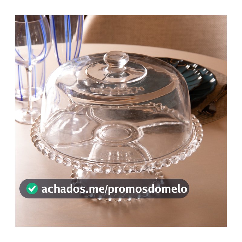 Boleira Wolff Pearl Grande Poncheira Saladeira Petisqueira Transparente Luxo Mesa Posta Bolinhas 3 em 1 Prato com Pé