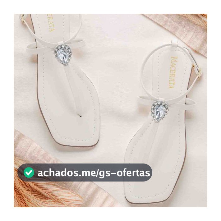 Sandália Rasteira Feminina Macerata Glam Cristal com Pedraria Elegante Estilo Minimalista Ref: 102