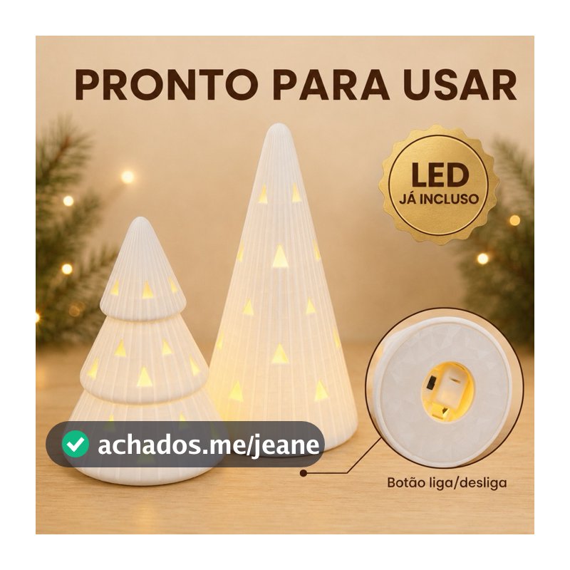 Kit 2 Luminárias de Árvore de Natal com LED Enfeite de Mesa Decoração Natalina