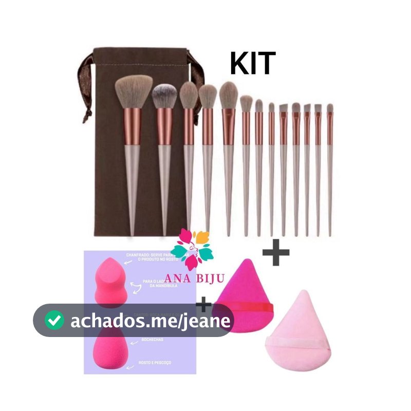 Kit de Pincel 13 + 2 Esponjas + 1 Kit esponja de Pó diamante COR aleatório