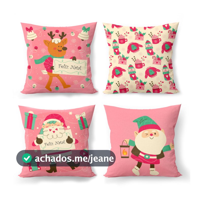 Natal cor de Rosa Kit com 4 Capas de Almofadas Decorativas Sala Quarto Presente Eventos