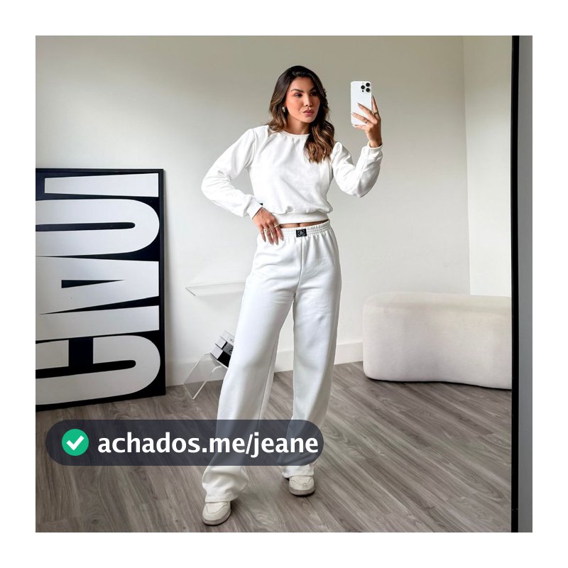 Conjunto Moletom Feminino Blusa manga longa Flanelado liso  cropped+ calça pantalona conjunto feminino de frio
