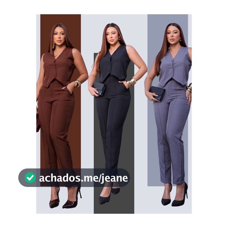Conjunto Alfaiataria Feminino Premium Elegante Com Colete E Calça Social Empresária Chique Trabalho