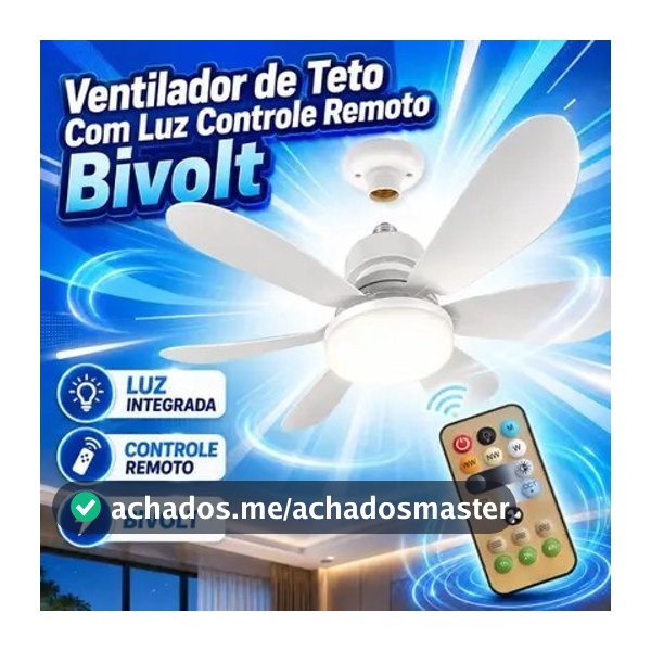Ventilador de teto Com Luz 3 em 1 com  Controle Remoto Bivolt LED 110V-220V