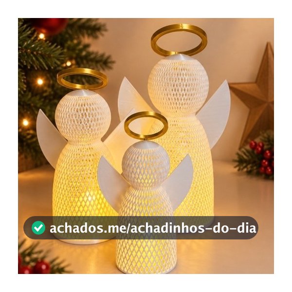 Anjo de Natal em Malha com Vela de LED – Decoração Natalina