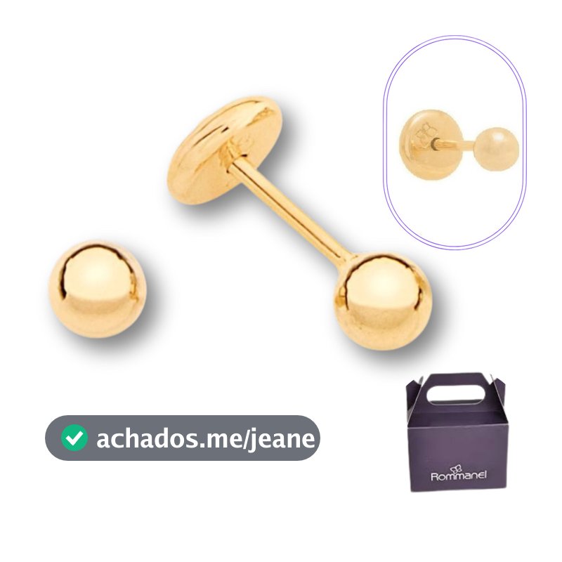 Brincos Infantil Rommanel Bolinha P Bebê Segundo Furo Original Banhado a Ouro Antialergico 520797