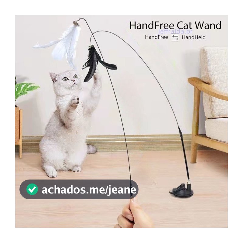 Brinquedo Varinha Gato Penas Pássaro Com Ventosa Fixa No Chão