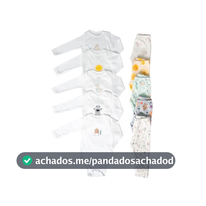 Kit 10 Peças Conjunto Bebê Body e Calça Pranchinha Zebrinha Ursinho Dino Rex Solzinho Roupa de Bebê Infantil