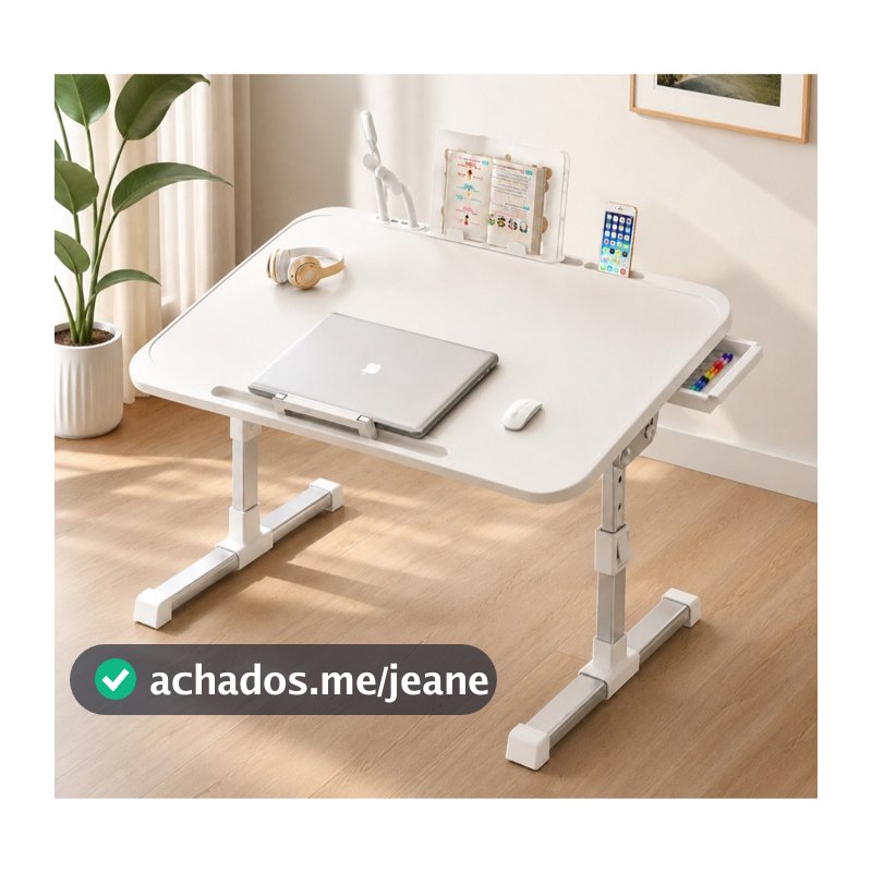 Mesa Para Notebook Dobrável Regulável Com Gaveta Multifuncional com Altura Ajustável