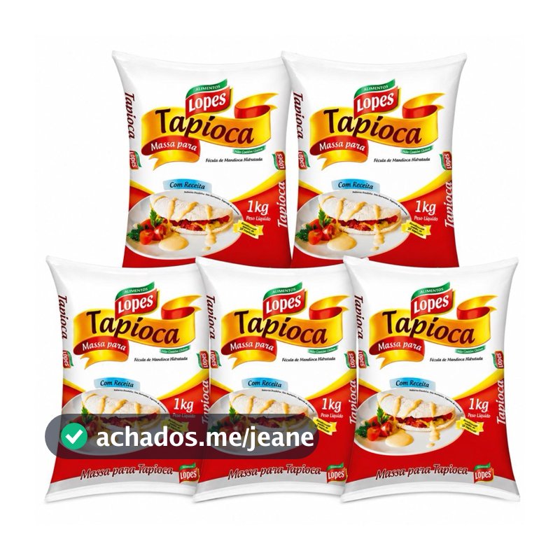 Kit 5 Massa de Tapioca Lopes 1kg Goma Hidratada Sem Glúten