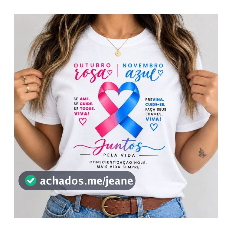 Camiseta Feminina Outubro Rosa e Novembro Azul  – Prevenção e Conscientização 100% Algodão Premium