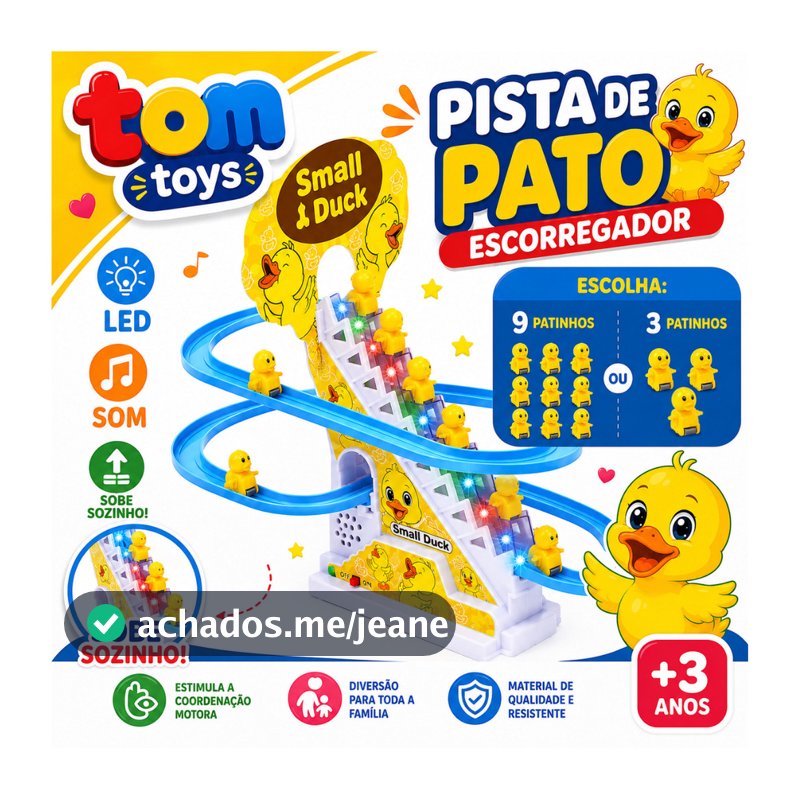 Brinquedo Pista Pato Patinho Escorrega Tobogã Escada Musical com Som e Led ou Unicornio
