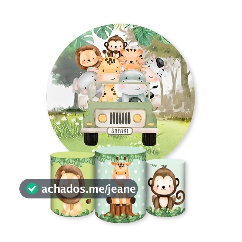 Kit Capa Painel + Trio Capas de Cilindros Sublimado Tema Safari