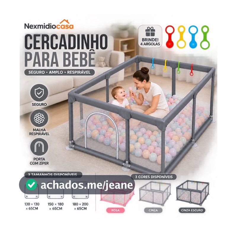 Cercadinho para Bebê Chiqueirinho Infantil Grande Seguro Portátil com Tela Respirável