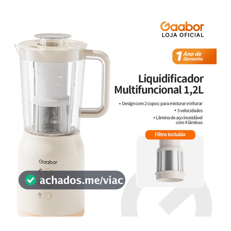 Gaabor Processador 3 em 1 Suco Carne Grão 400W Bivolt 3 Copos Inox JM-12E01A