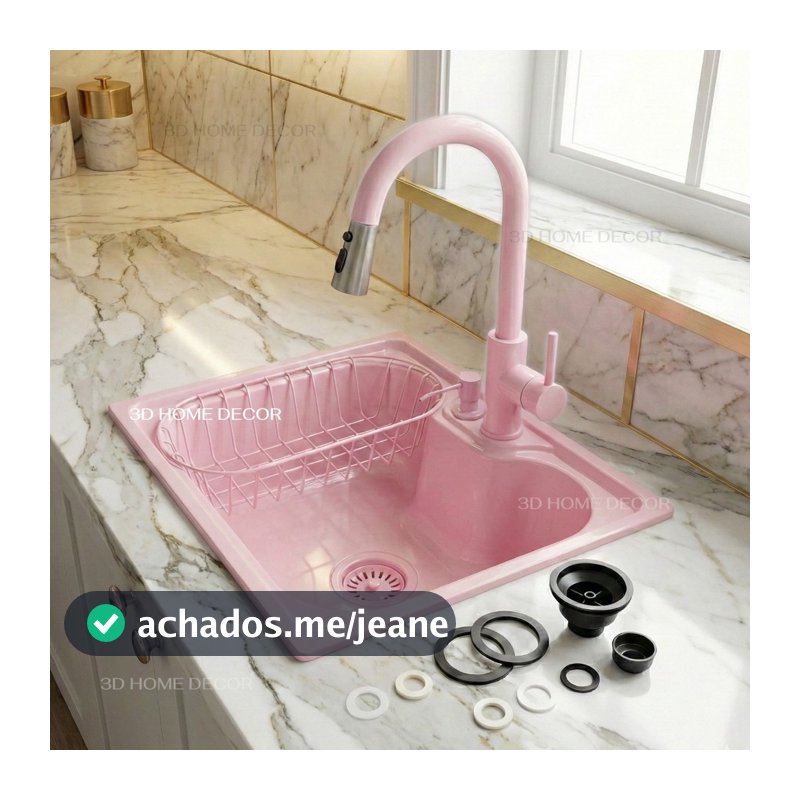 Cuba Gourmet Rosa INOX 304 Pia Cozinha INOX 50 CM Rosa Torneira Monocomando Rosa INOX Sabão