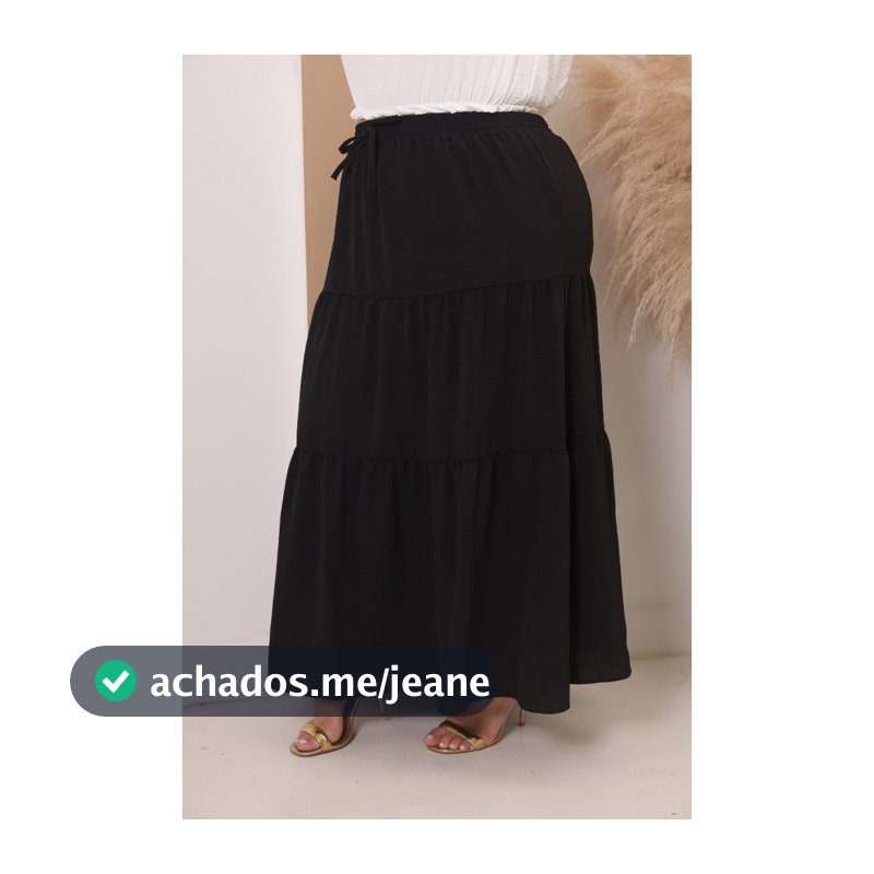 SAIA LONGA FEMININA PLUS SIZE 3 MARIAS COM ELASTICO NA CINTURA