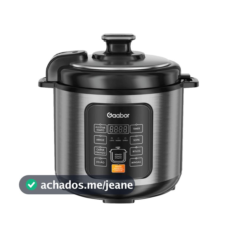 Panela Pressão Elétrica Gaabor 6L | Inox | 1000W | 8 Funções | Multifuncional | Digital