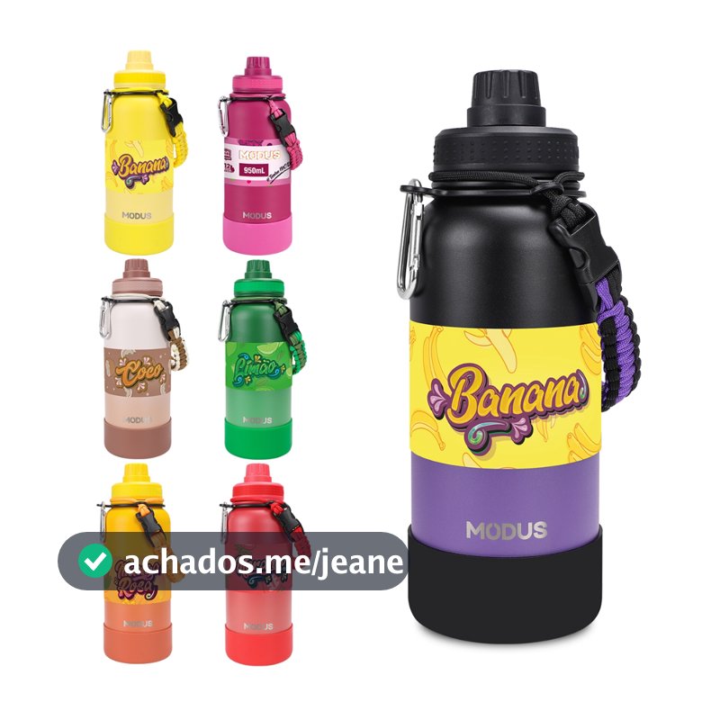 MODUS Garrafa Térmica 1000ml Aço Inoxidável Com Alça Paracord com Base Emborrachada