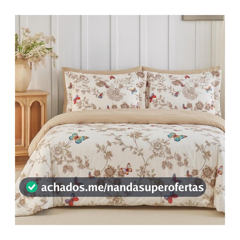Kit Edredom Dupla Face 3 Peças Micropercal 400 Fios Cama Queen e King Toque Extra Macio