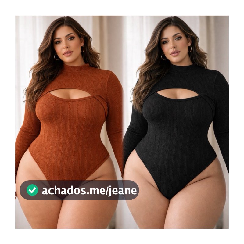 Body feminino plus size inverno manga longa gola alta decote bubble canelado elegante confortável
