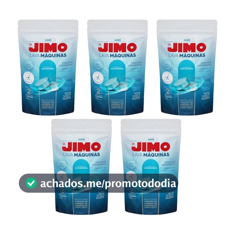 Kit 5 Sachês Limpa Máquinas de Lavar Louças Jimo com 2 Pastilhas Cada
