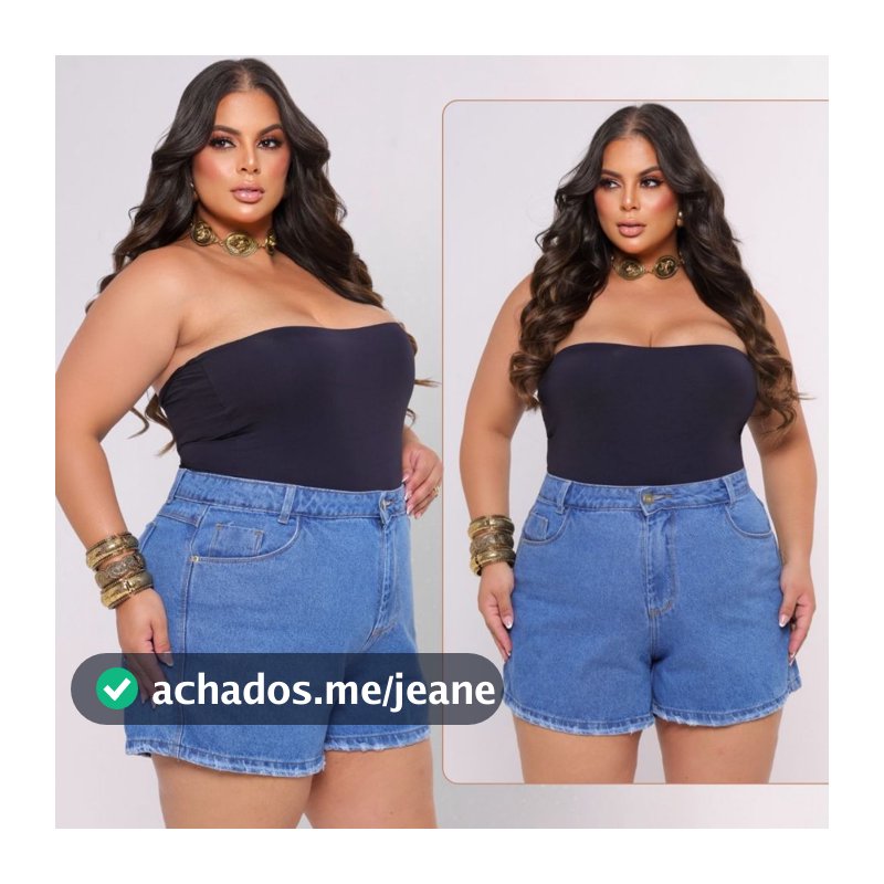 Short Feminino Jeans Plus Size Cintura Alta 100% Algodão Shorts Levanta e Empina Bumbum Moda Maior