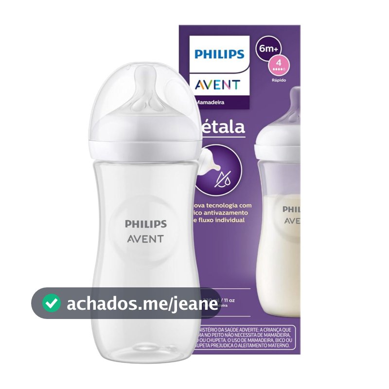 Mamadeira Pétala 330ml Com Bico N4 Antivazamento 6m+ Philips Avent Scy906-01