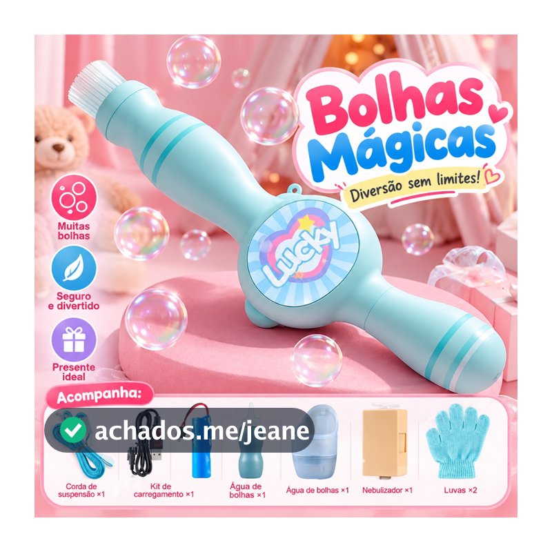 Kit Varinha Mágica de Bolhas com LED Efeito de Fumaça e Luvas Brinquedo Infantil
