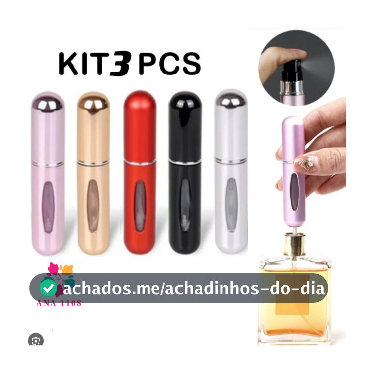 ANA 1108 KIT 3 Pcs Porta Perfume Recarregavel Portatil Spray 5ml