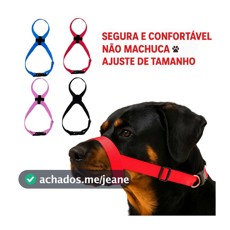 Focinheira Regulável para Cães Confortável Respirável Não Machuca Cachorro Médio Grande