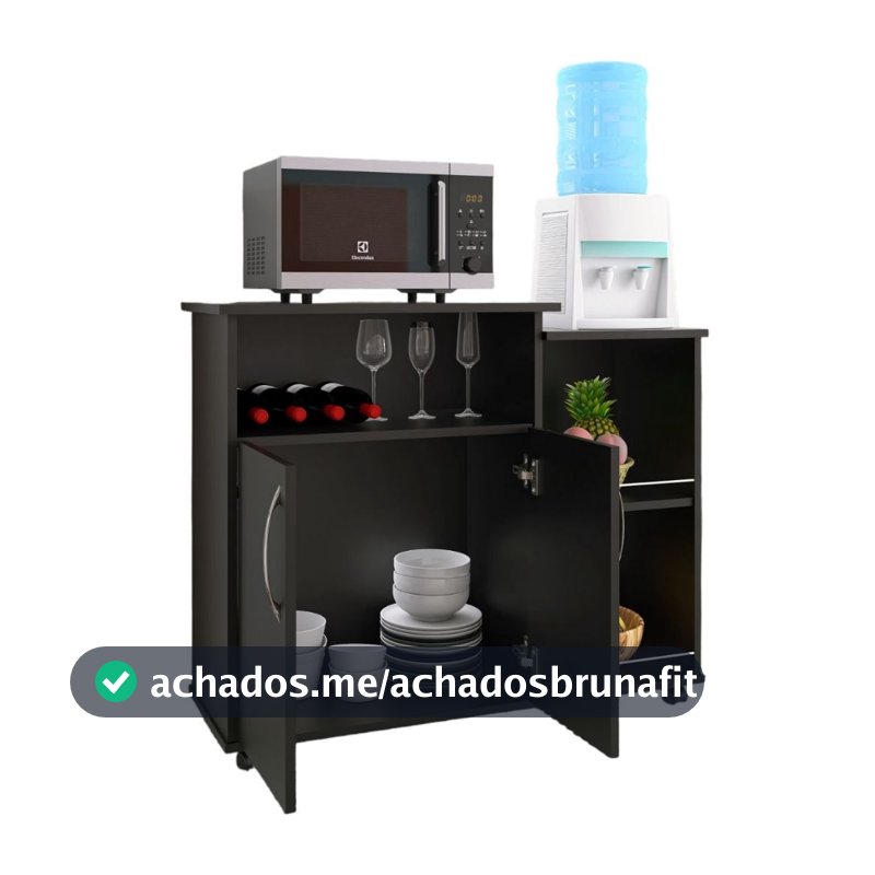 Armário com Fruteira –Portas, Nicho e Tampo para Micro-ondas Organizador